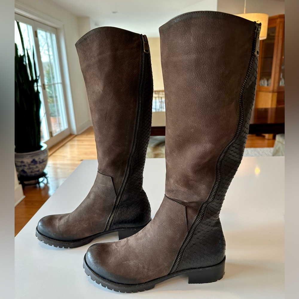 Rare Venezia Suede Leather Boots Made In Italy 37-US 7 Brown MidCalf European